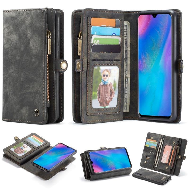 Etui Skórzany Futerał do Huawei P30 Anti-fall I Etui Na Karty - Czarny