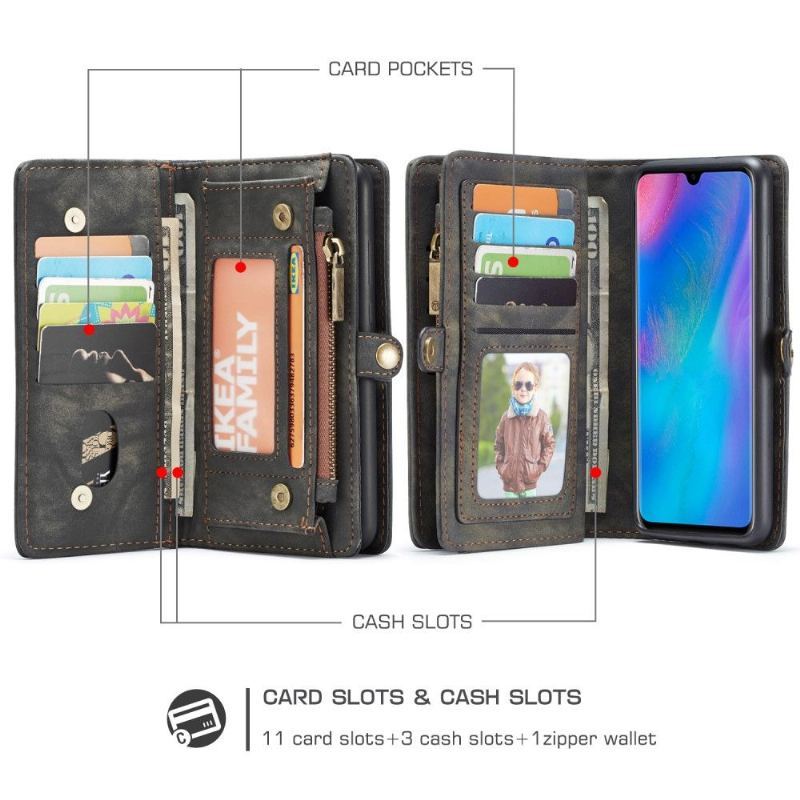 Etui Skórzany Futerał do Huawei P30 Anti-fall I Etui Na Karty - Czarny