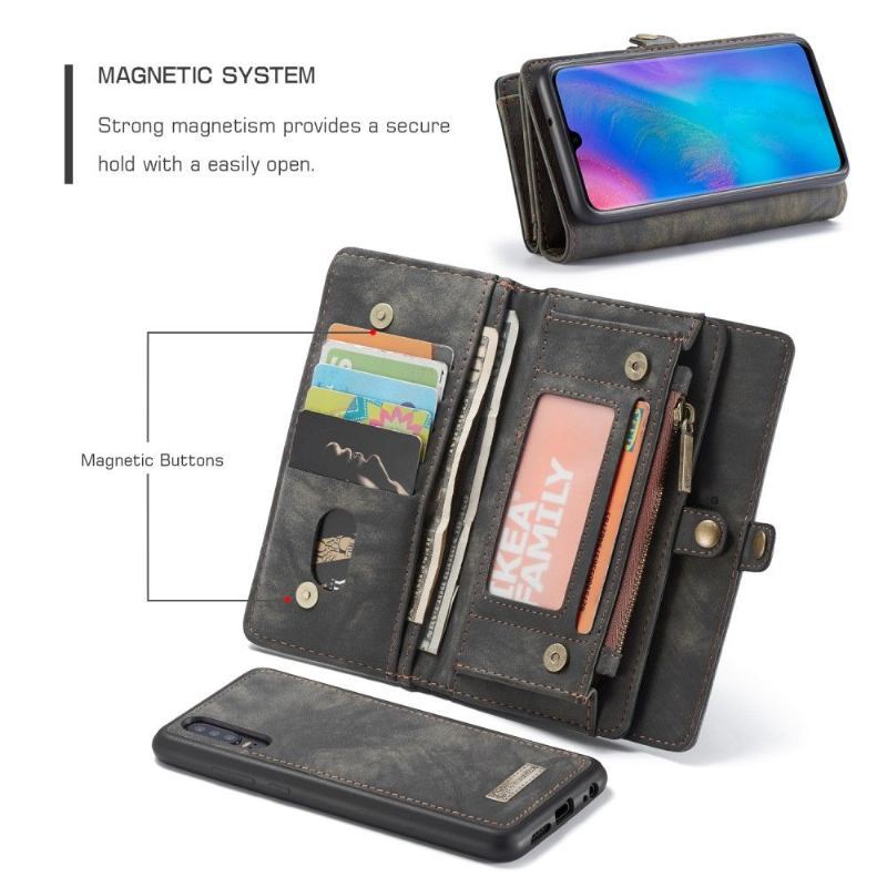 Etui Skórzany Futerał do Huawei P30 Anti-fall I Etui Na Karty - Czarny