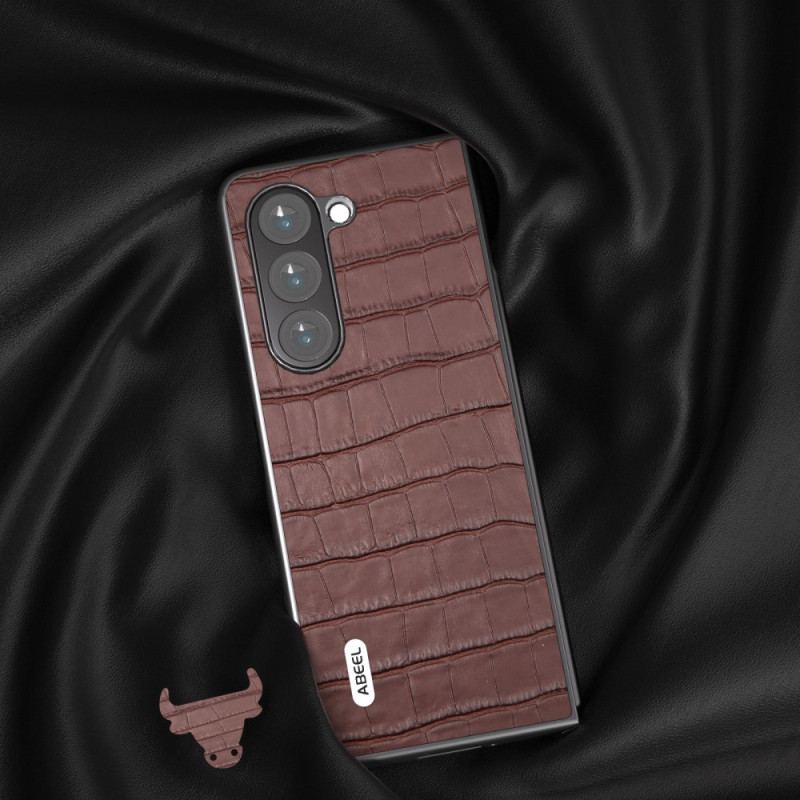Etui Do Samsung Galaxy Z Fold 5 Wzór Krokodyla Z Prawdziwej Skóry
