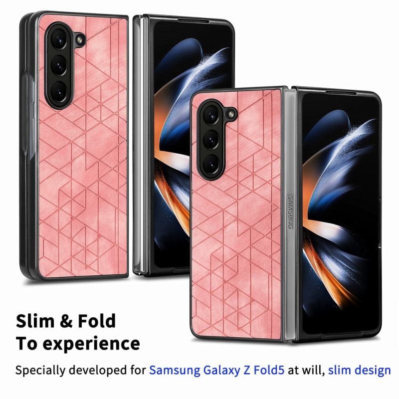 Etui Do Samsung Galaxy Z Fold 5 Wzory Geometryczne Ze Sztucznej Skóry