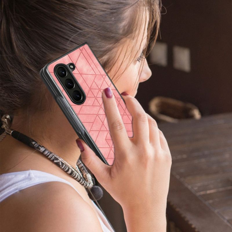 Etui Do Samsung Galaxy Z Fold 5 Wzory Geometryczne Ze Sztucznej Skóry