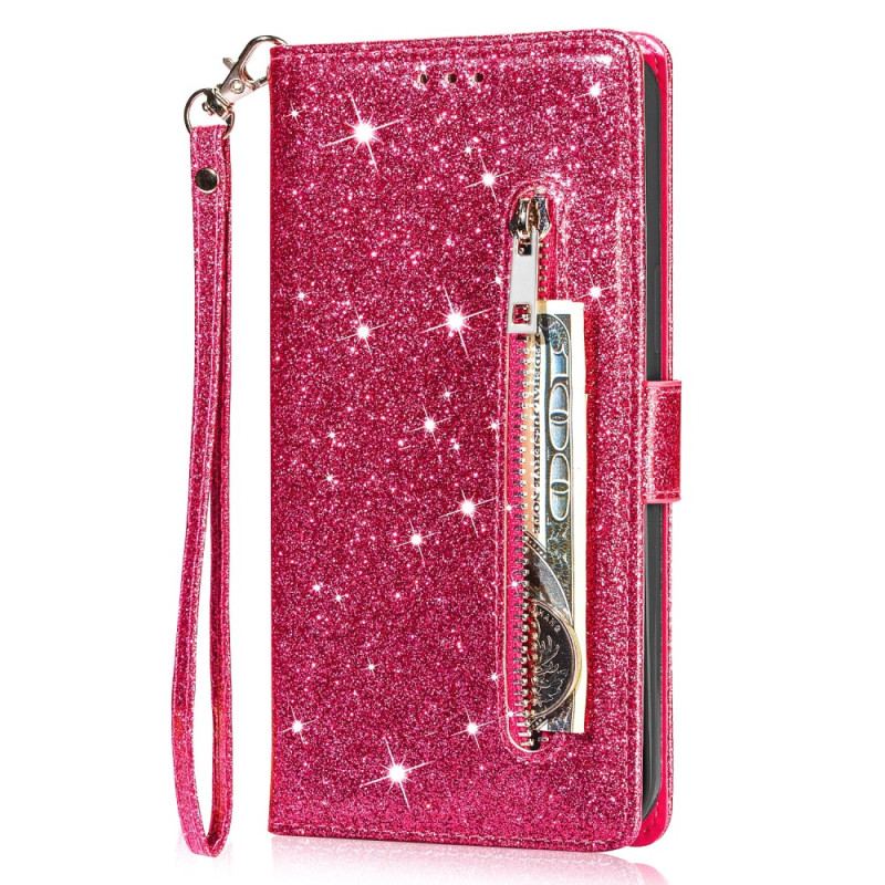 Etui Folio Do Samsung Galaxy Z Fold 5 Błyszcząca Torebka Z Paskiem