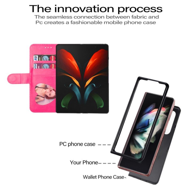 Etui Folio Do Samsung Galaxy Z Fold 5 Błyszcząca Torebka Z Paskiem