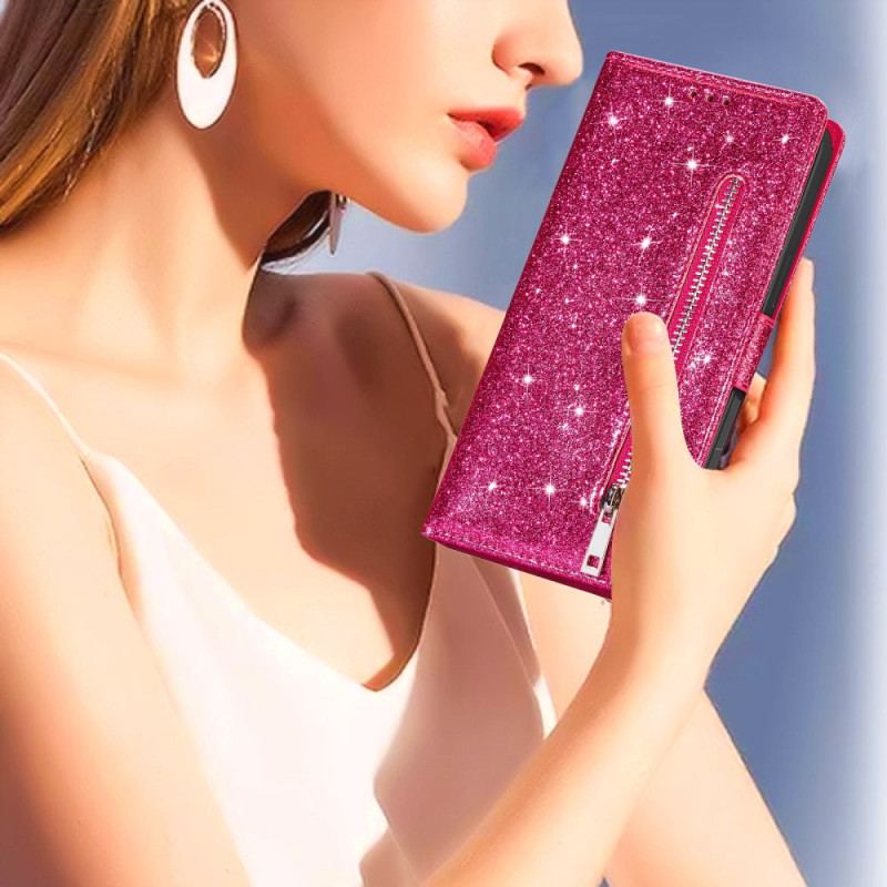 Etui Folio Do Samsung Galaxy Z Fold 5 Błyszcząca Torebka Z Paskiem