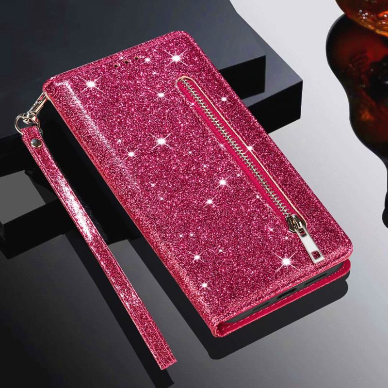 Etui Folio Do Samsung Galaxy Z Fold 5 Błyszcząca Torebka Z Paskiem