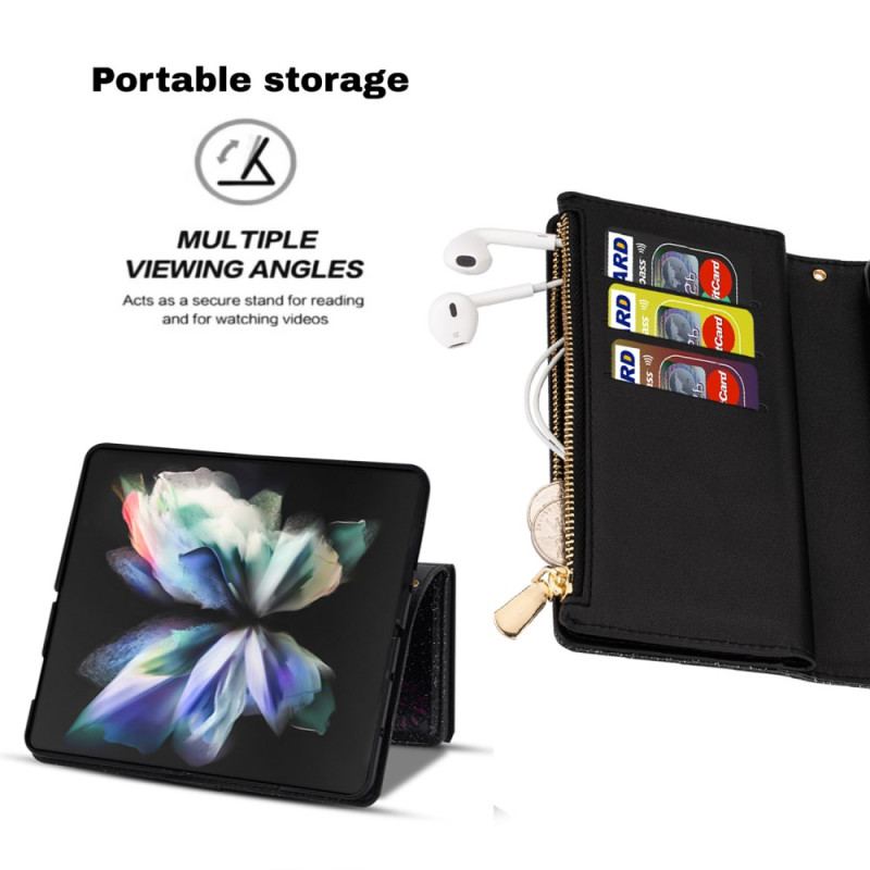 Etui Folio Samsung Galaxy Z Fold 5 Portfel Z Cekinami Etui Ochronne