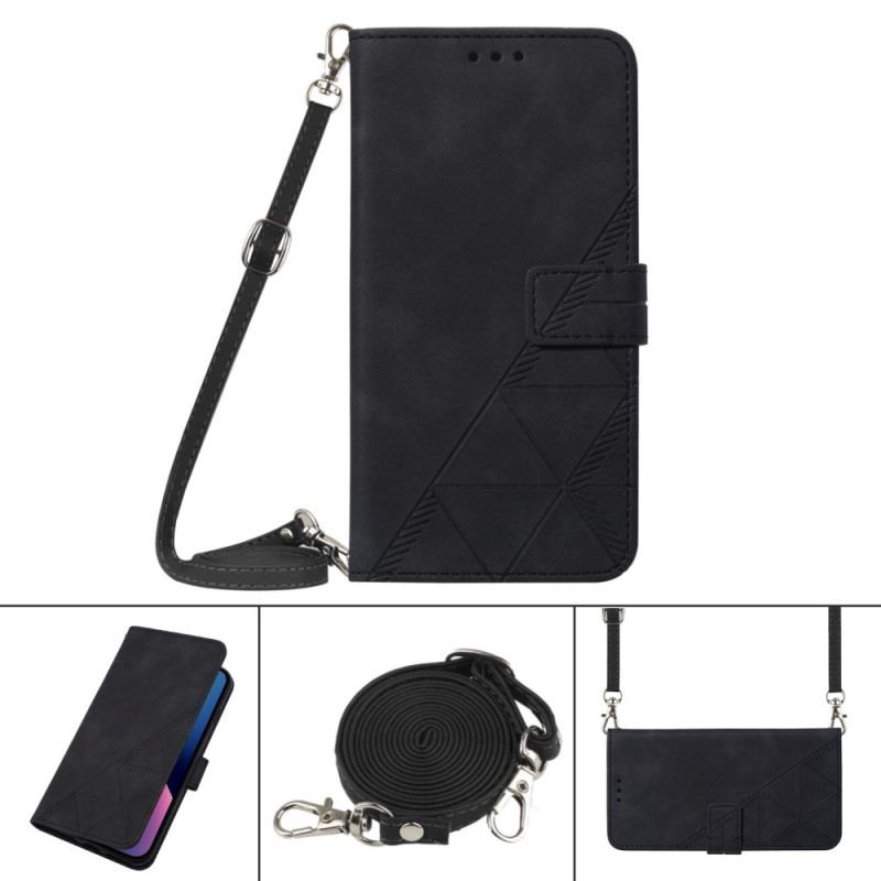 Etui Folio Samsung Galaxy Z Fold 5 Wzór W Trójkąty Z Paskiem Na Ramię