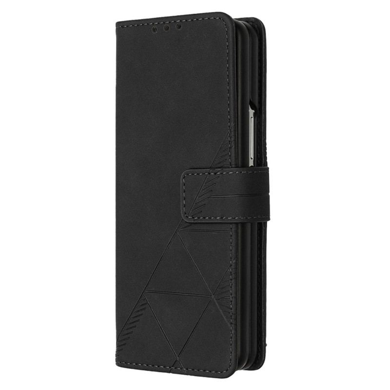 Etui Folio Samsung Galaxy Z Fold 5 Wzór W Trójkąty Z Paskiem Na Ramię