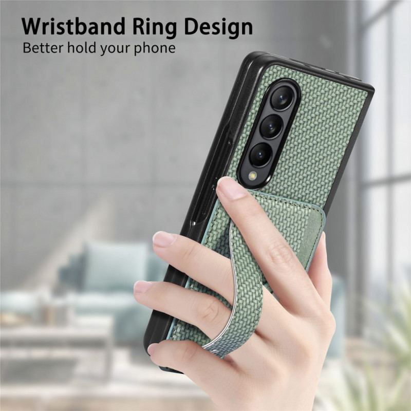 Etui Samsung Galaxy Z Fold 5 Etui Na Karty I Pasek Z Włókna Węglowego Etui Ochronne