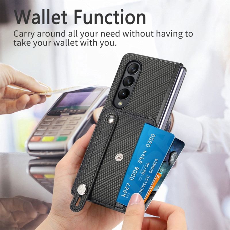 Etui Samsung Galaxy Z Fold 5 Etui Na Karty I Pasek Z Włókna Węglowego Etui Ochronne