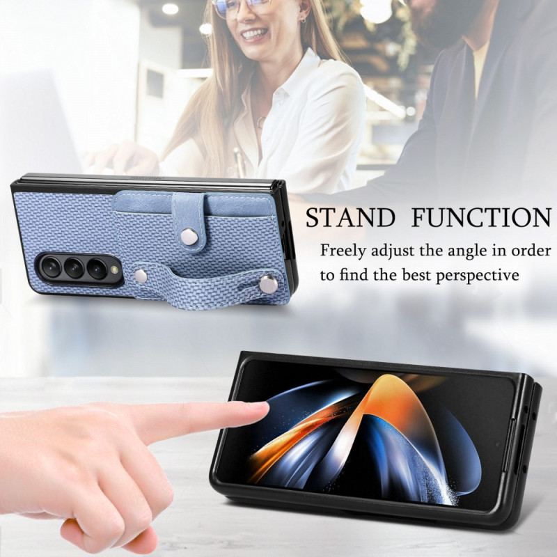 Etui Samsung Galaxy Z Fold 5 Etui Na Karty I Pasek Z Włókna Węglowego Etui Ochronne