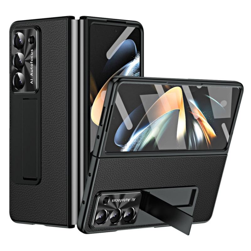 Etui Samsung Galaxy Z Fold 5 Wsparcie Ze Skóry Liczi