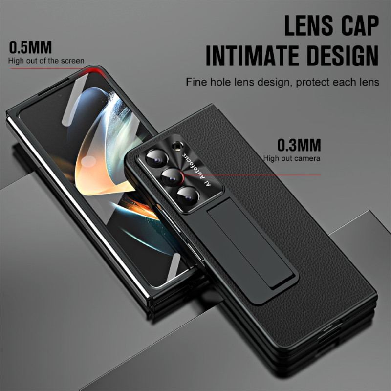 Etui Samsung Galaxy Z Fold 5 Wsparcie Ze Skóry Liczi
