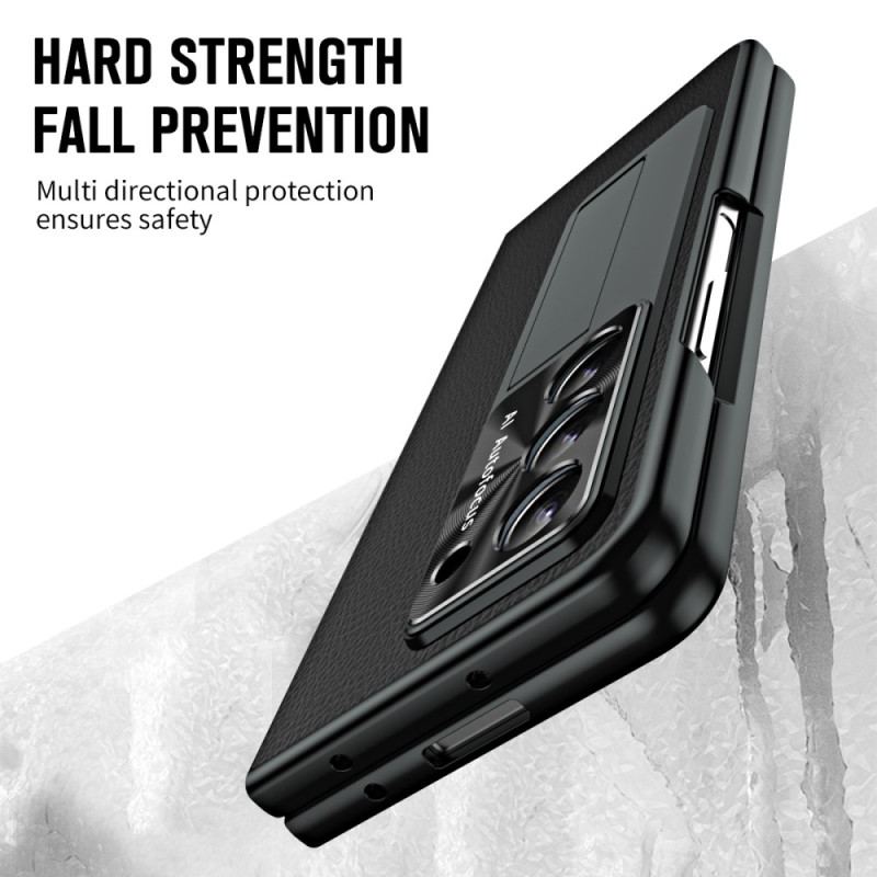 Etui Samsung Galaxy Z Fold 5 Wsparcie Ze Skóry Liczi