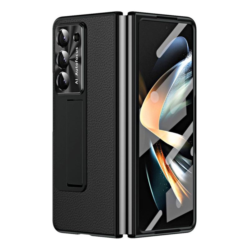 Etui Samsung Galaxy Z Fold 5 Wsparcie Ze Skóry Liczi