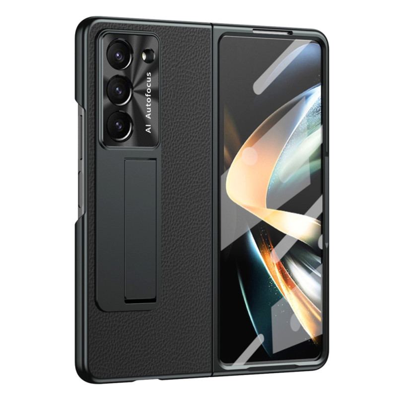 Etui Samsung Galaxy Z Fold 5 Wsparcie Ze Skóry Liczi