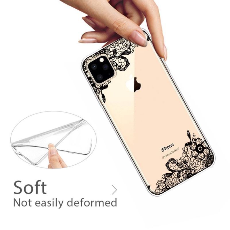Etui do iPhone 11 Pro Max Przezroczysta Kwiatowa Koronka