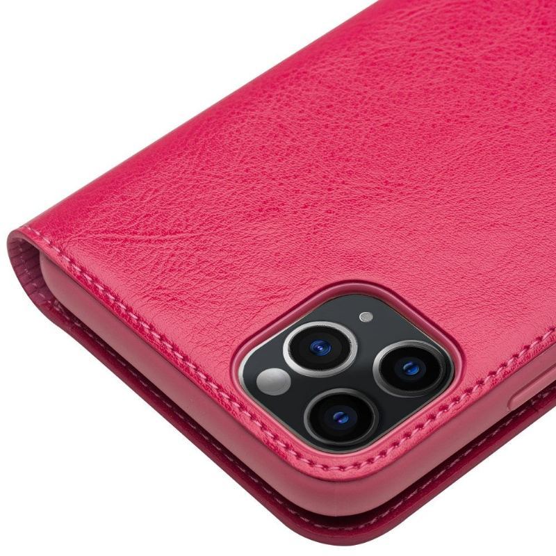 Etui Folio do iPhone 11 Pro Max Obrzeża Classic Prawdziwa Skóra - Różowy