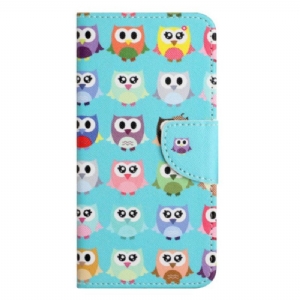 Etui Folio do Xiaomi Redmi Note 12 5G z Łańcuch Pasiaste Plemię Sów