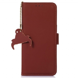 Etui Folio do Moto G73 5G Rfid Z Prawdziwej Skóry