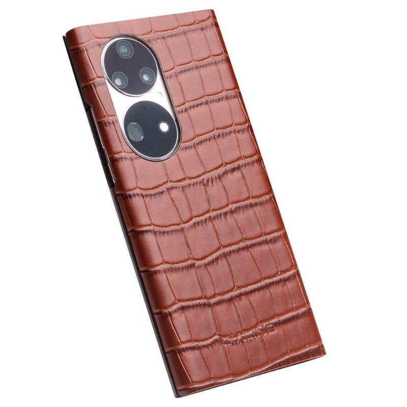 Etui Folio do Huawei P50 Pro Skórzany Futerał Croco Effect Skórzane Okno