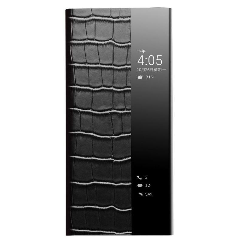 Etui Folio do Huawei P50 Pro Skórzany Futerał Croco Effect Skórzane Okno