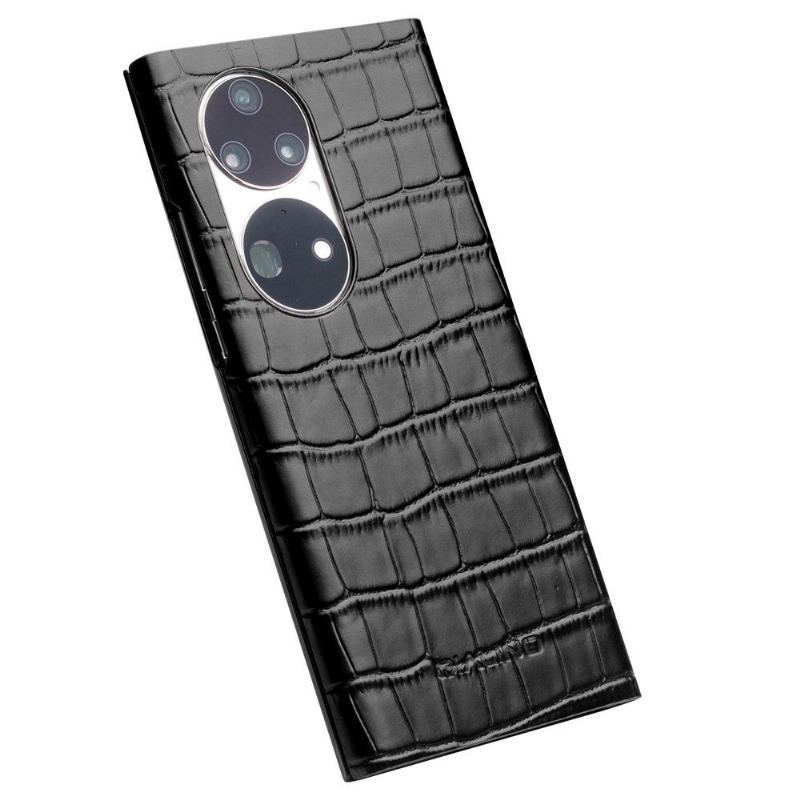 Etui Folio do Huawei P50 Pro Skórzany Futerał Croco Effect Skórzane Okno