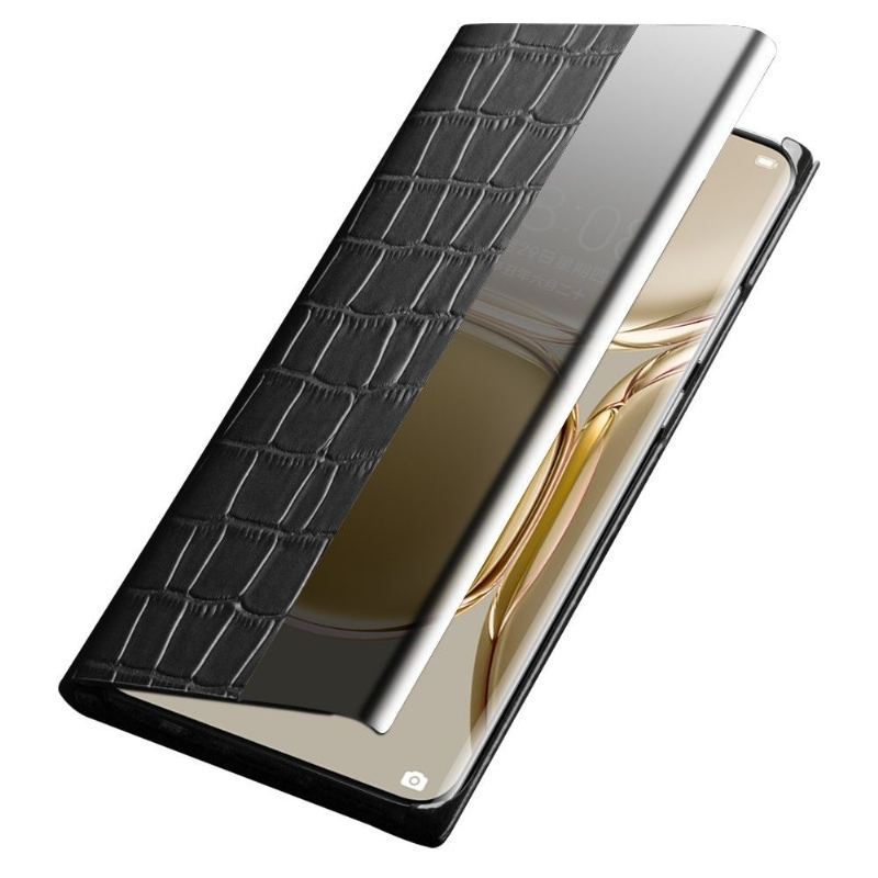 Etui Folio do Huawei P50 Pro Skórzany Futerał Croco Effect Skórzane Okno