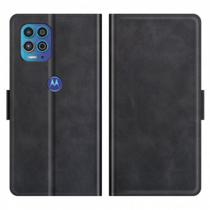 Skórzany Futerał do Moto G100 Etui Folio Podwójna Klapa