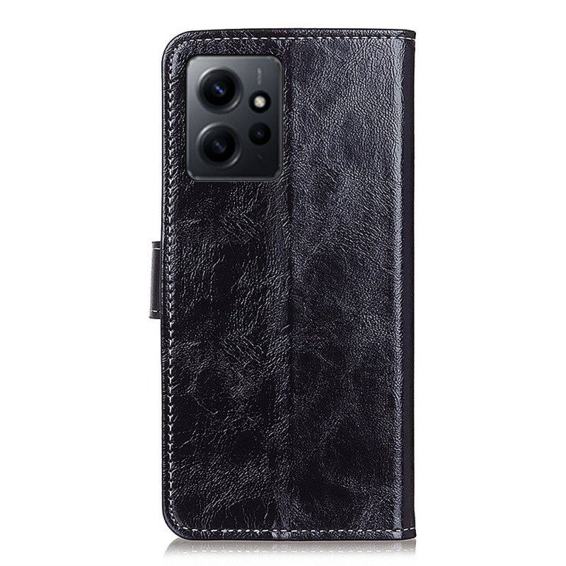 Etui Folio do Xiaomi Redmi Note 12 4G Lakierowana Z Widocznymi Szwami