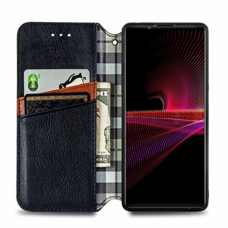 Etui Folio do Sony Xperia 1 III Obrzeża Kub Design Posiadacz Karty