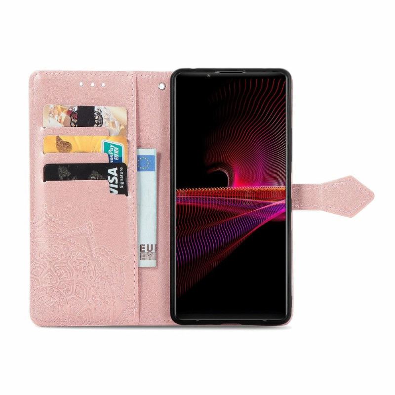 Etui Folio do Sony Xperia 1 III Obrzeża Mandala Relief