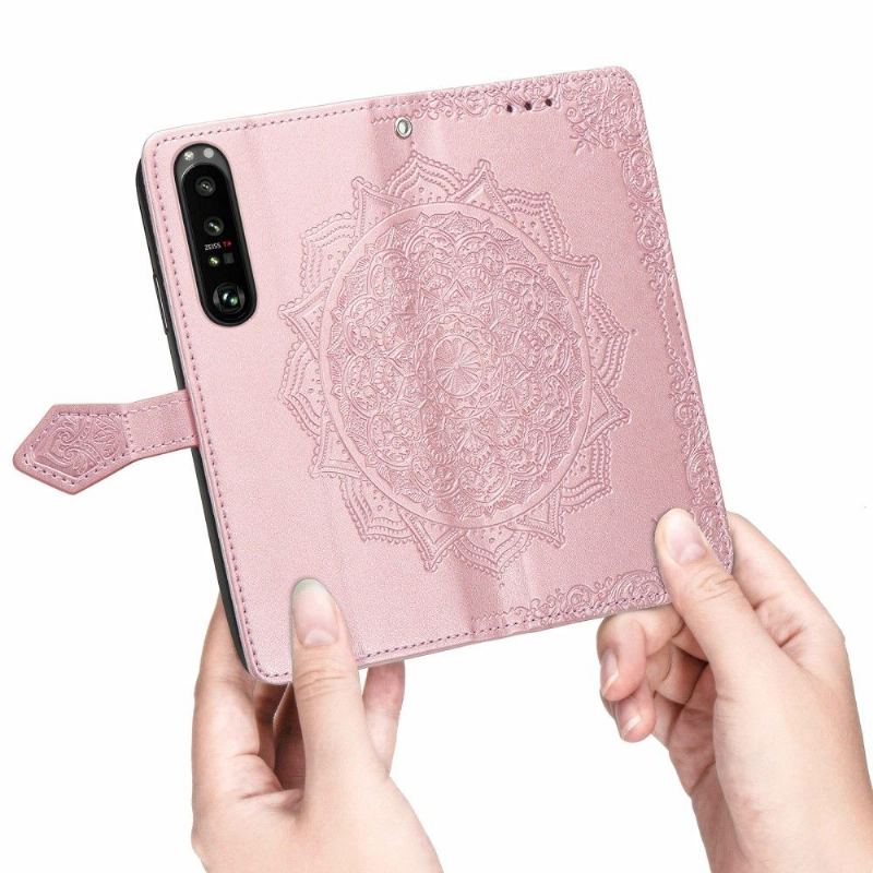 Etui Folio do Sony Xperia 1 III Obrzeża Mandala Relief