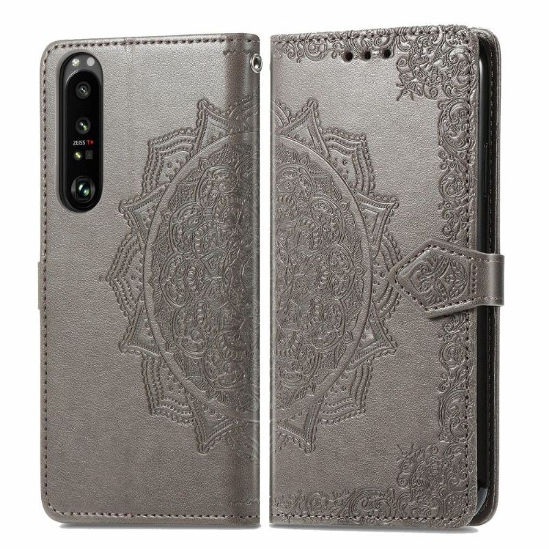 Etui Folio do Sony Xperia 1 III Obrzeża Mandala Relief