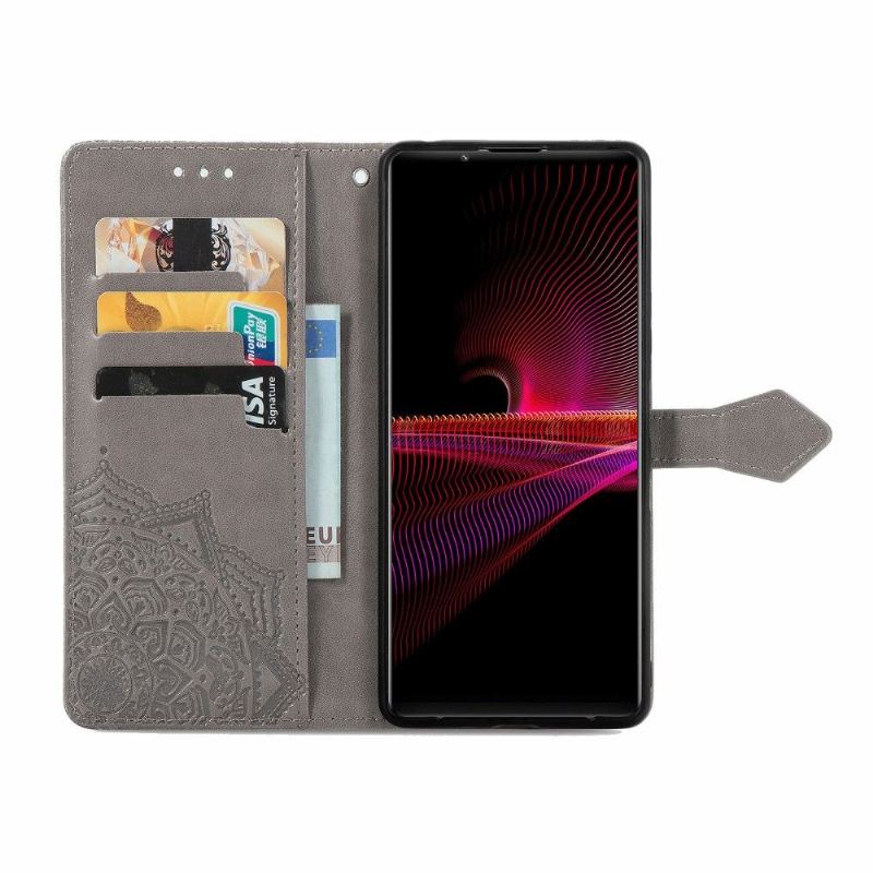 Etui Folio do Sony Xperia 1 III Obrzeża Mandala Relief