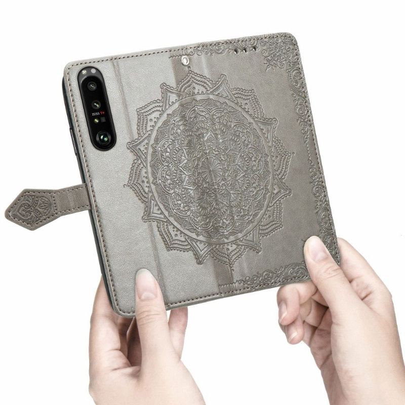 Etui Folio do Sony Xperia 1 III Obrzeża Mandala Relief