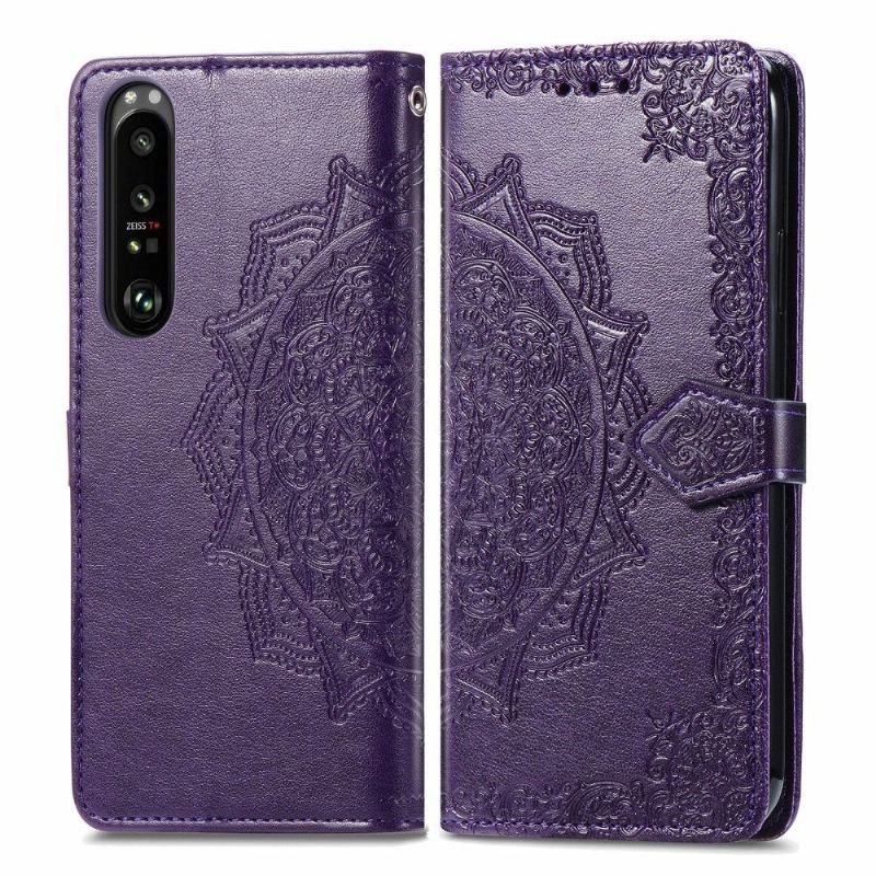 Etui Folio do Sony Xperia 1 III Obrzeża Mandala Relief
