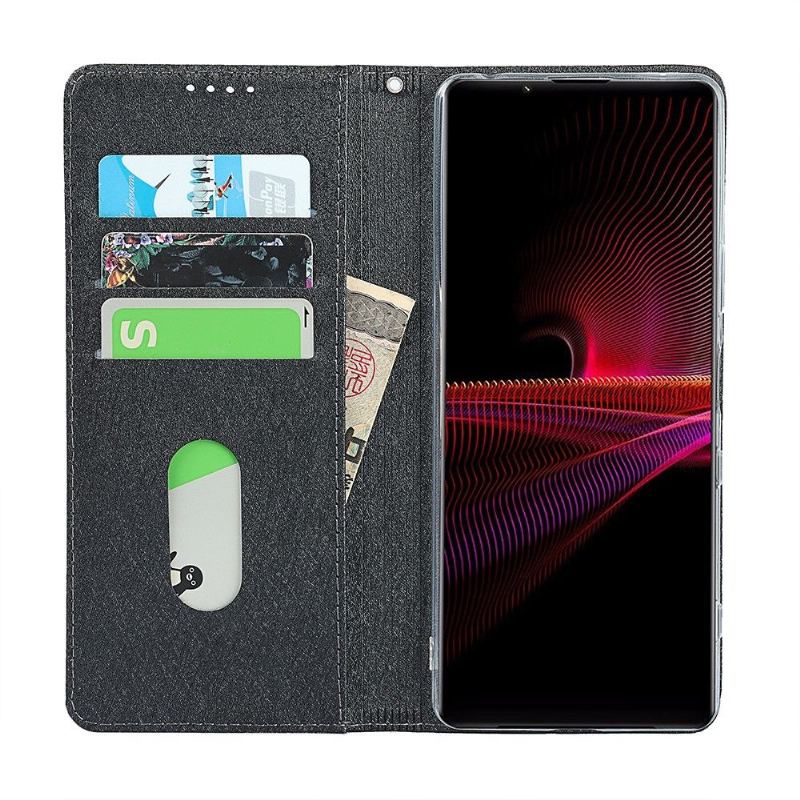 Etui Folio do Sony Xperia 1 III Skórzany Futerał Blue Moon Etui Na Karty Z Klapką