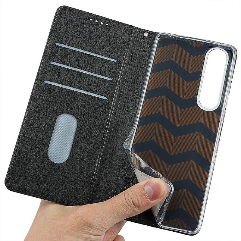 Etui Folio do Sony Xperia 1 III Skórzany Futerał Blue Moon Etui Na Karty Z Klapką