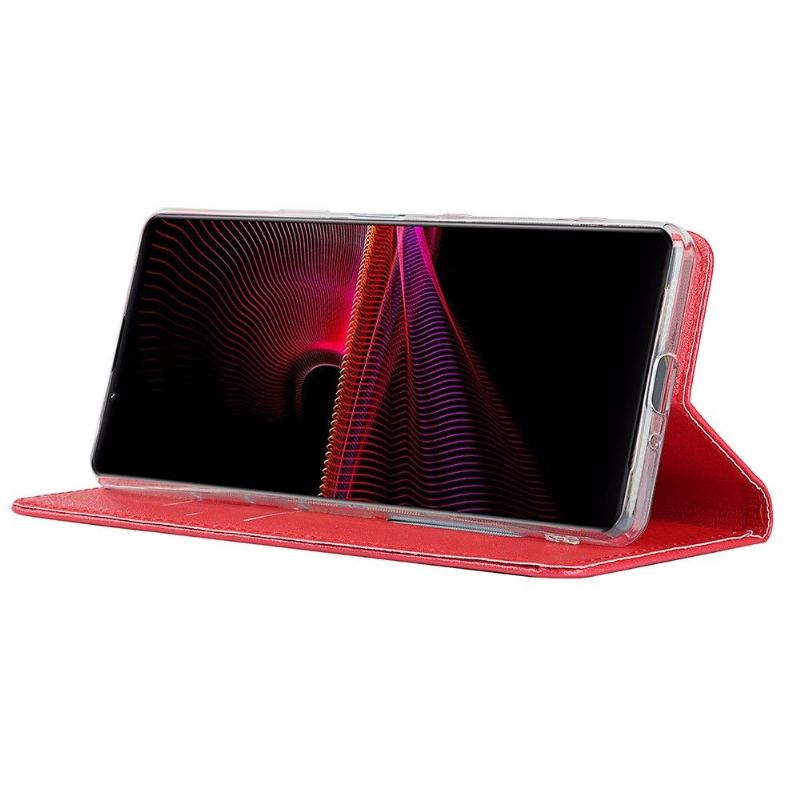 Etui Folio do Sony Xperia 1 III Skórzany Futerał Blue Moon Etui Na Karty Z Klapką