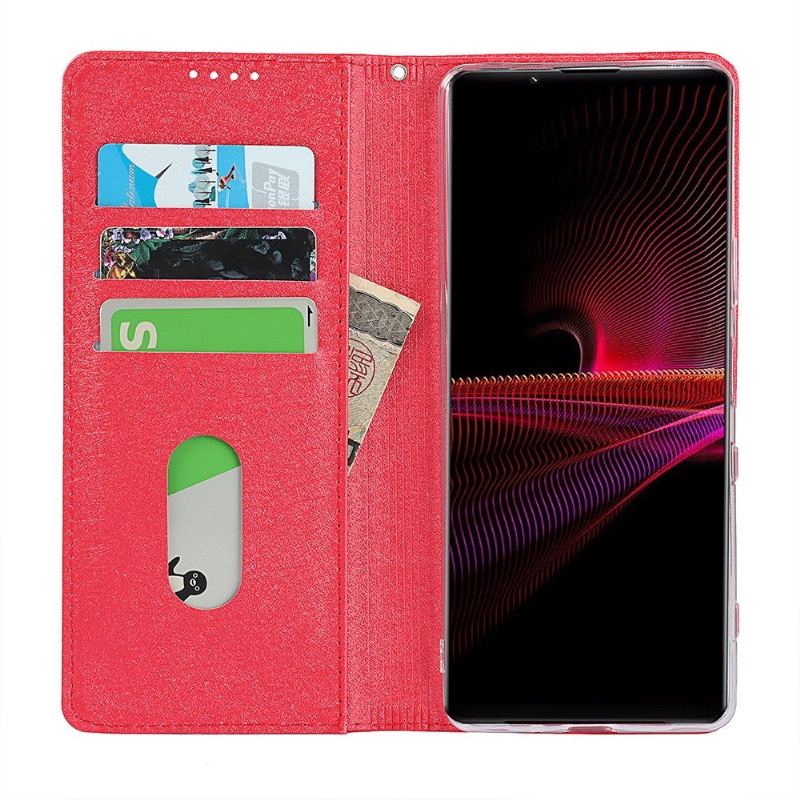 Etui Folio do Sony Xperia 1 III Skórzany Futerał Blue Moon Etui Na Karty Z Klapką