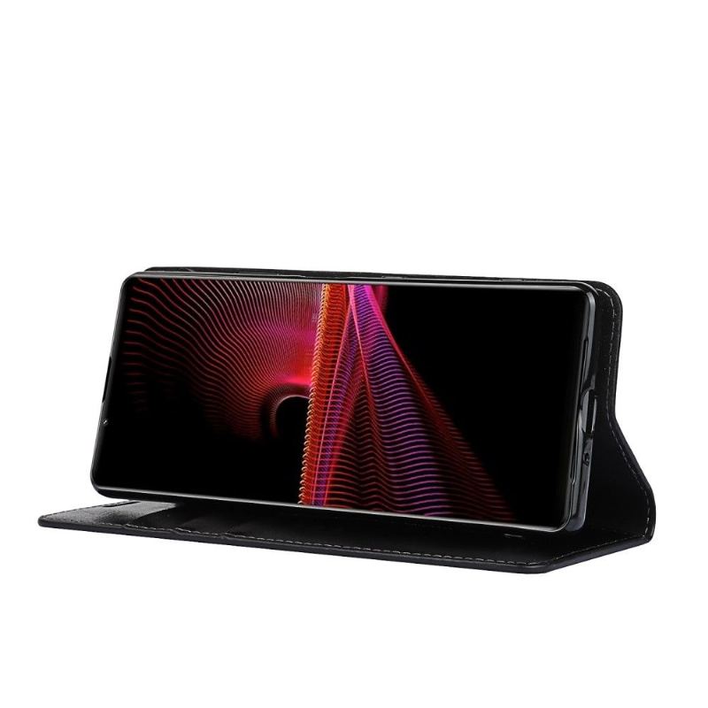 Skórzany Futerał do Sony Xperia 1 III Skórzany Uchwyt Na Karty Stojak Funkcyjny