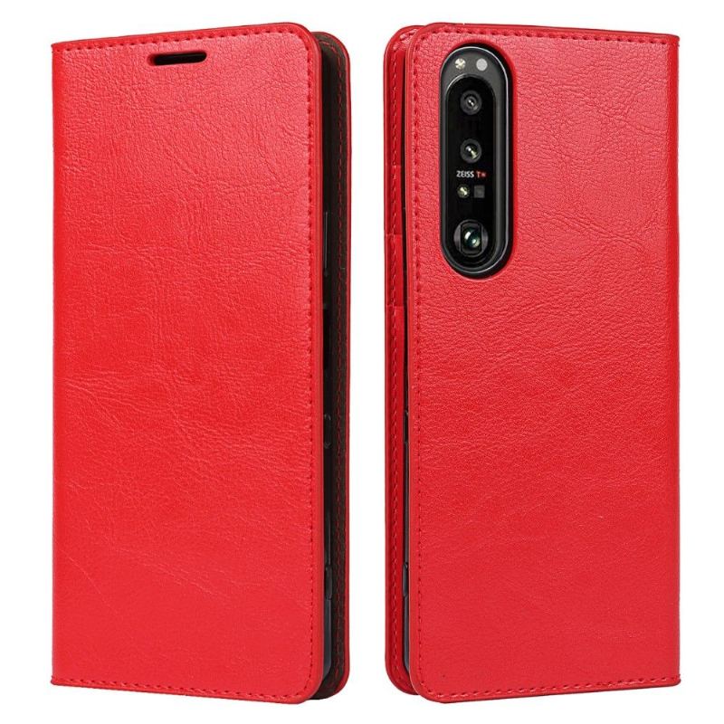 Skórzany Futerał do Sony Xperia 1 III Skórzany Uchwyt Na Karty Stojak Funkcyjny