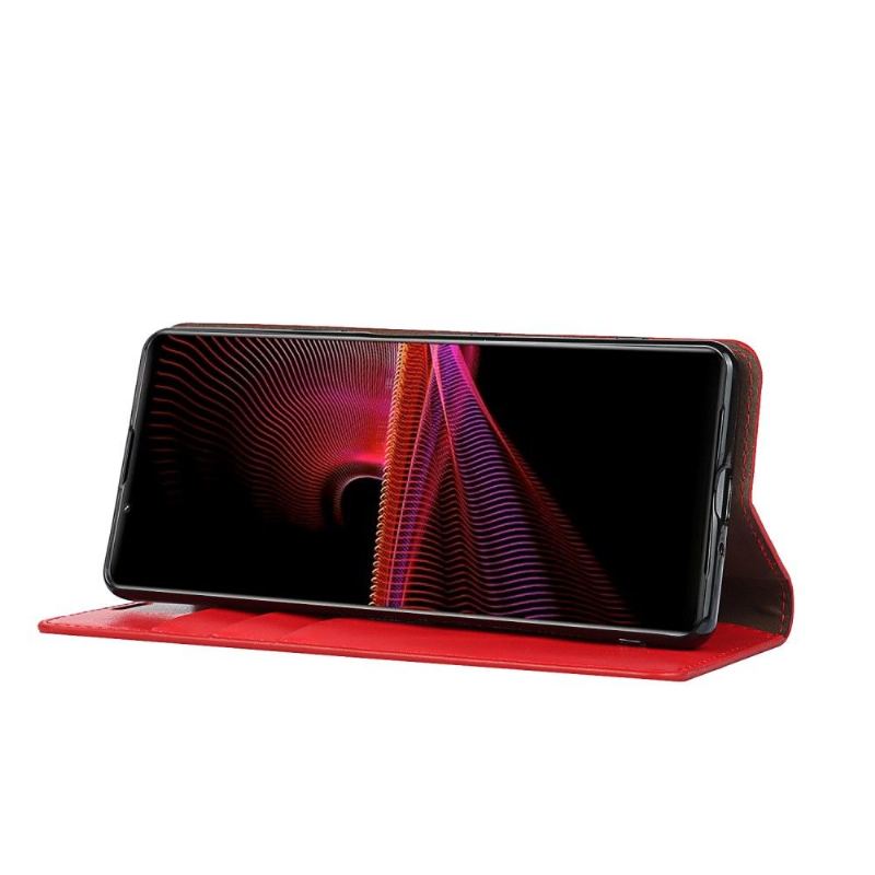 Skórzany Futerał do Sony Xperia 1 III Skórzany Uchwyt Na Karty Stojak Funkcyjny
