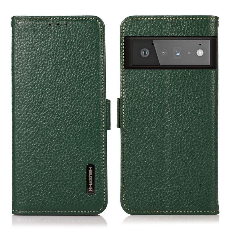 Etui Folio do Google Pixel 6 Khazneh Ziarnista Błyszcząca Skóra