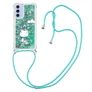 Etui Do Samsung Galaxy A15 Cekinowy Sznurek Z Motywem Kreskówkowym