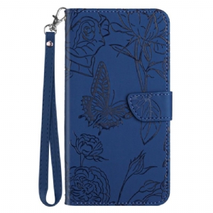 Etui Folio Do Samsung Galaxy A15 Nadruk W Motyle Ze Smyczą