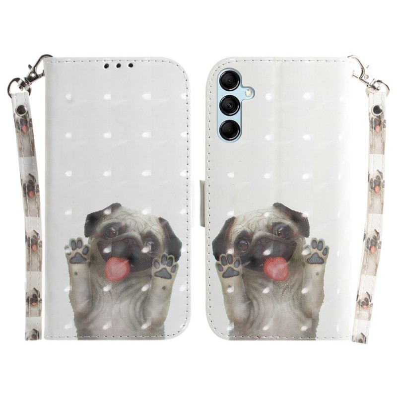 Etui Folio Samsung Galaxy A15 Szczeniak Mopsa Przywiązany Etui Ochronne