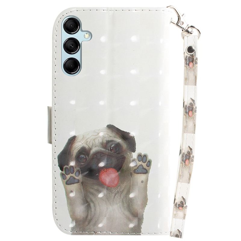 Etui Folio Samsung Galaxy A15 Szczeniak Mopsa Przywiązany Etui Ochronne